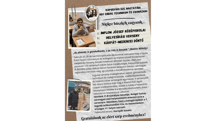 Implom József Középiskolai Helyesírási Verseny Kárpát-medencei döntő