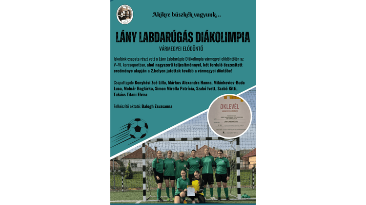 Lány Labdarúgás Diákolimpia vármegyei Elődöntő